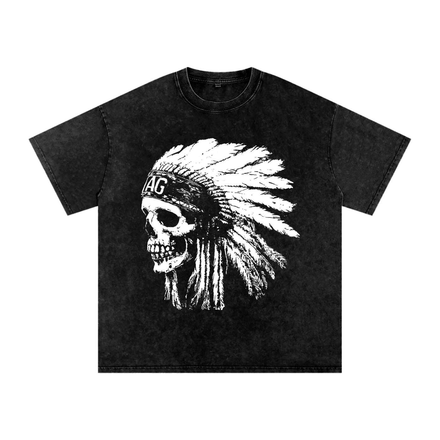 AG SKULL HEADDRESS Acid Wash Oversize T-Shirt - 250 GSM